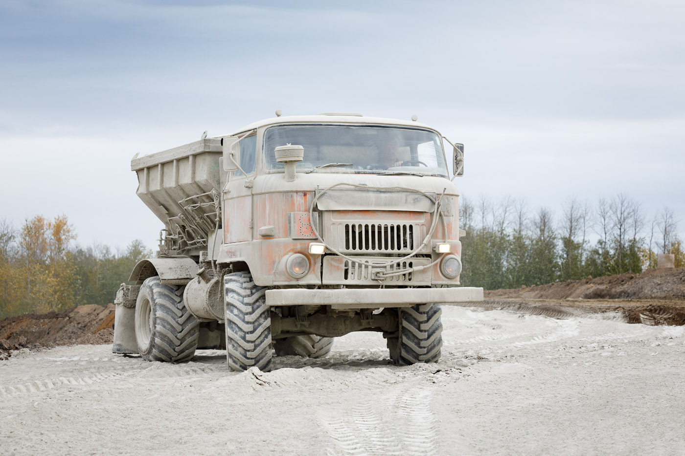 BAB A72 Autobahnbau IFA L60 Staub Zementkalk